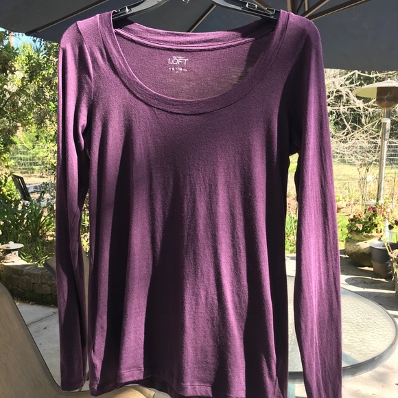 LOFT Scoop Long Tee Pima‎ Cotton/Modal Aubergine Purple - Picture 4 of 9